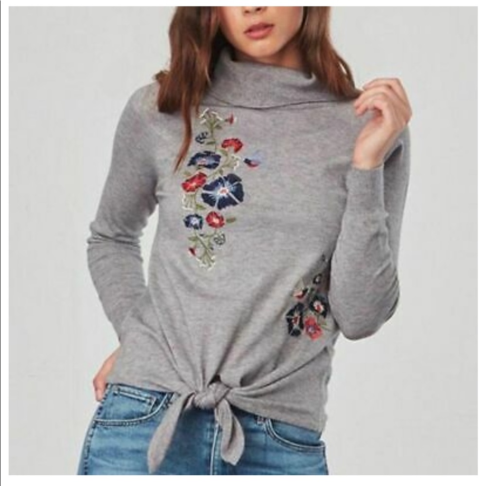 Cowl neck floral sweater